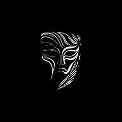 mask of the ancient Greek god. Vector illustration on a black background