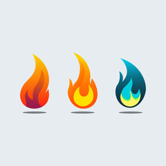 Fire icon set. Vector illustration. Flat design style