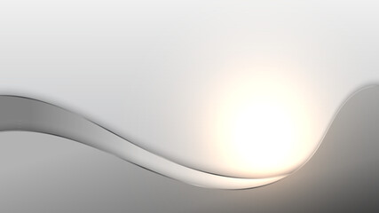 Abstract 3D luxury silver wave lines elements with glowing light effect on gray background.