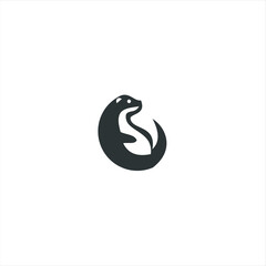 Obraz premium otter logo is shaped with lines forming a stylized otter from profile view in a black color, creating a stylized black otter logo.