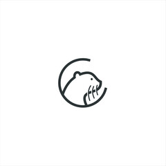 otter logo is shaped with lines forming a stylized otter  from profile view in a black color, creating a stylized black otter logo.