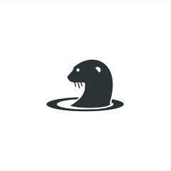 otter logo is shaped with lines forming a stylized otter  from profile view in a black color, creating a stylized black otter logo.
