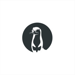 otter logo is shaped with lines forming a stylized otter  from profile view in a black color, creating a stylized black otter logo. - obrazy, fototapety, plakaty