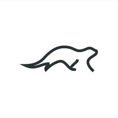 otter logo is shaped with lines forming a stylized otter  from profile view in a black color, creating a stylized black otter logo.