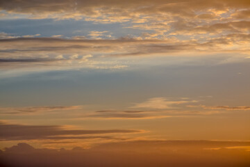 Fototapeta na wymiar Dramatic sky panorama sky with clouds on sunrise and sunset time