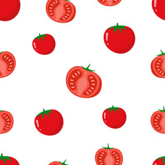 Tomato pattern on white background. Vector Illustrator. 