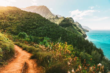 Picturesque Coast Hike With Amazing Light