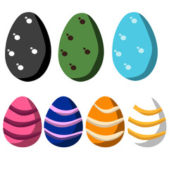  7 easter eggs flat design on white background