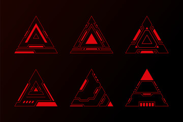 Red triangle shape abstract technology future interface hud.