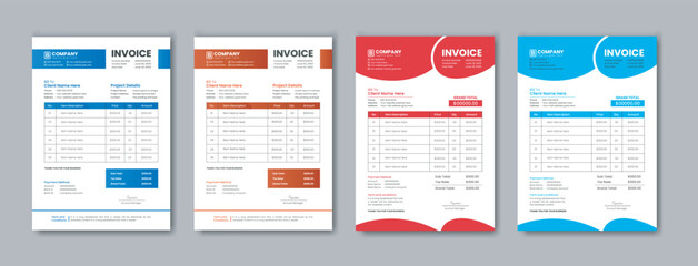 Corporate and flat business invoice design template with 2 color variations bundle or professional 
 Business letterhead template