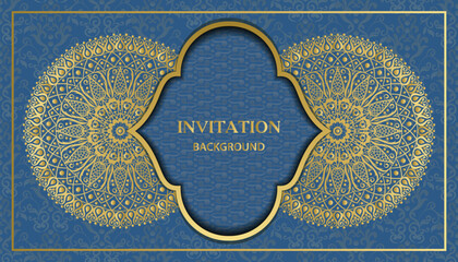Arabesque style decorative golden mandala background. Ornamental floral loyal frame, greeting and invitation card.Decoration, Decorative, Ornament, Ornamental, India, Indian, invitation, Wedding,