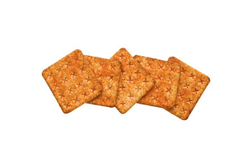 Close up wheat cracker on transparent background, top view or overhead shot. PNG format