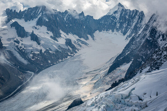 Argentiere alpine glacier near Chamonix valley, french alps, France