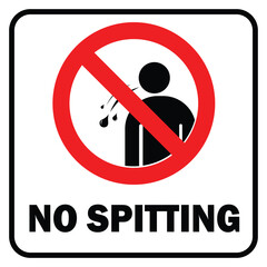 No spitting sign on red and white background with warning text