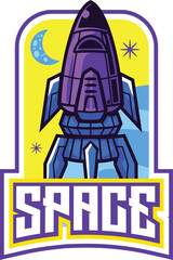 Vector astronaut space ship mascot logo template for esport and sport logo team