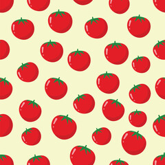 Tomato pattern on light yellow background for wallpaper, and fabric. Vector Illustrator. 