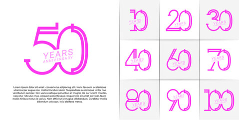 set of anniversary logotype purple and pink color for special celebration event