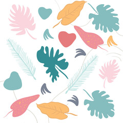 vector hand drawn graphic white background leaf pattern, for clothes