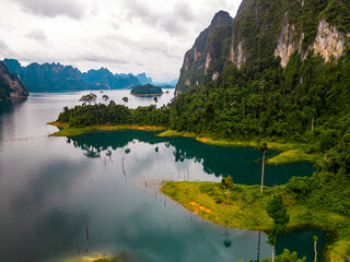 Aerial of Khao Sok National Park in Thailand