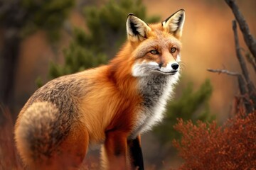 Picture of a wild red fox. Generative AI