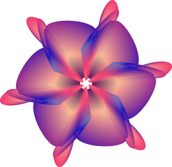 Abstract 3D red gradient flower elements graphic.