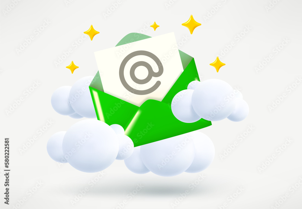 Poster paper envelope with nessage. mail delivery. 3d vector illustration