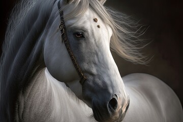 An Andalusian horse in close up. Generative AI