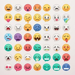 Set of super funny emoticons, emoji. Generative AI