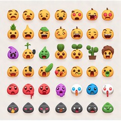 Set of super funny emoticons, emoji. Generative AI