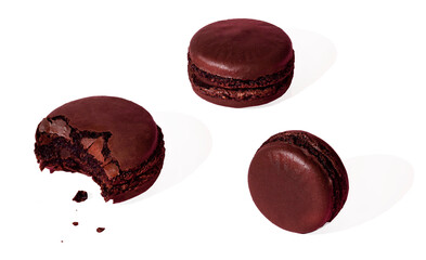 Chocolate macarons on a invisible background png photo
