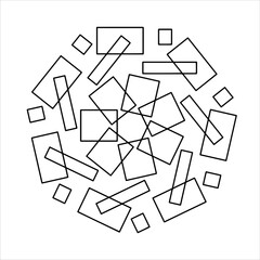 Coloring book "Mandalas", a page from the book. Beautiful geometric abstract black and white ornament. Vintage decorative elements. Design, logo, clipart, template, icon.	