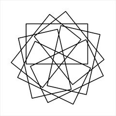 Coloring book "Mandalas", a page from the book. Beautiful geometric abstract black and white ornament. Vintage decorative elements. Design, logo, clipart, template, icon.	
