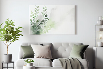 modern white living room, mockup, generative ai