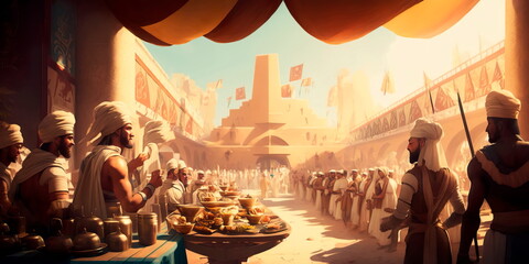 Ancient Egypt around 4000 BC where agrarian festivals Generative AI