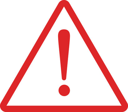 red exclamation mark sign .  red warning icon . attention icon vector . caution icon . danger sign