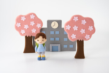 あみぐるみ人形　小学校入学式イメージ