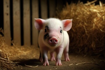 The farm has some cute little pigs. A picture of a pig. Generative AI