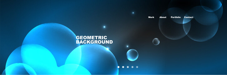 Neon glowing bubbles, circles magic energy space light concept, abstract background wallpaper design