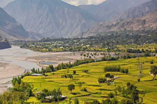 Beautiful scenery of Hunza Valley along Karakoram Highway, Gilgit Baltistan, Pakistan