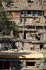 Traditional Kalash wooden house in Kalash valley in Pakistan