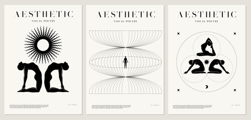 Vector minimalistic placard with illustration. Creative abstract artwork with hand drawn silhouette .