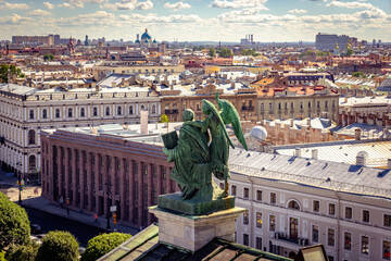 Fototapeta na wymiar Aerial city lookout of St Petersburg, Russia