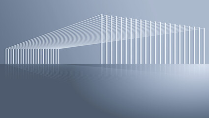 Obraz premium 3D rendering of architectural space with line structure