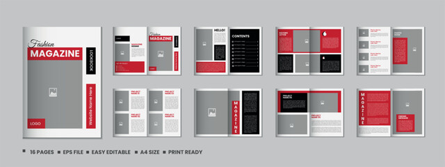 Portfolio magazine template design or  16 pages Fashion magazine and a4 architecture portfolio design