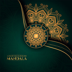 Luxury mandala background with gold color pattern and Arabic Islamic east style design