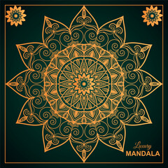Abstract gold and colorful ornate mandala background design
