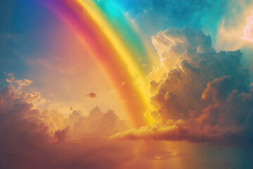 Naklejka na ściany i meble Spring Rainbow Sky created with Generative AI Technology, ai, generative