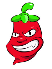 devil red chili face cartoon evil smiling