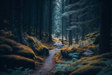 Fototapeta premium The Diversity of Forests: Exploring Woodland, Rainforest, Coniferous, and Deciduous Forests AI Generated 