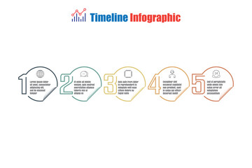 Data analytics and collection abstract process round infographic timeline roadmap chart. Business development strategy infochart with thin line icons. Instructional graphics with 5 steps designed